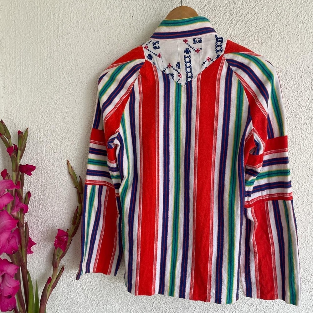 Vintage 70's handmade stripe embroidered top - Picture 4 of 5
